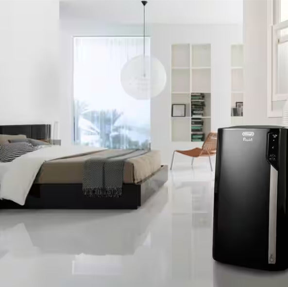 Artic Whisper 8,700 BTU (14,000 BTU ASHRAE) Portable Air Conditioner with Heat, Remote Control and Eco Real Feel Support Center, Cools 700 Sq. Ft. (Black)