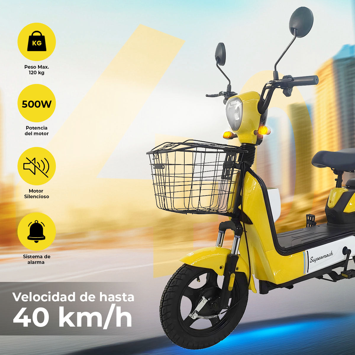 500w Electric Bike - Yellow