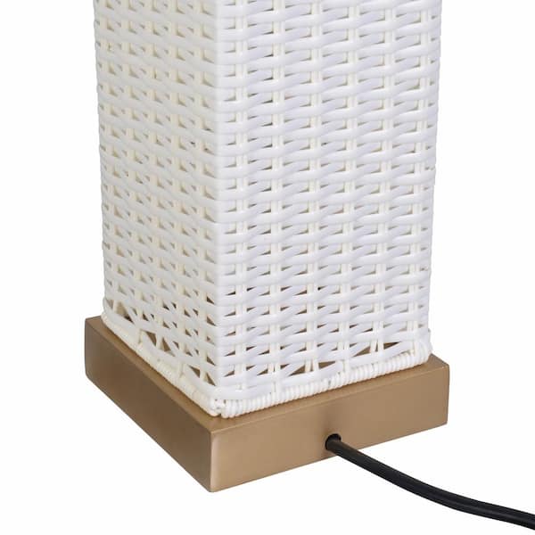 Edgehill 27. 25 in. White and Gold Outdoor/Indoor Square Table Lamp- 1008380872