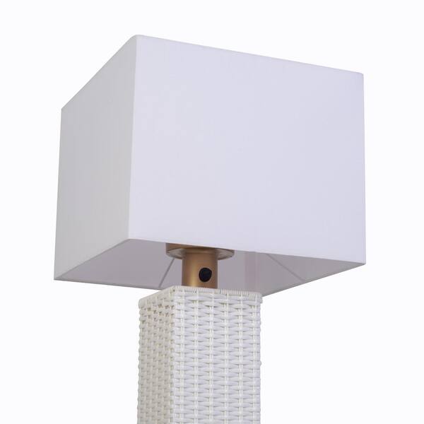 Edgehill 27. 25 in. White and Gold Outdoor/Indoor Square Table Lamp- 1008380872